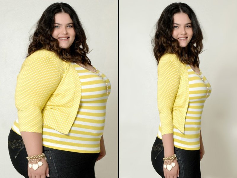 Внешность девушки до похудения с помощью белковой диеты и после